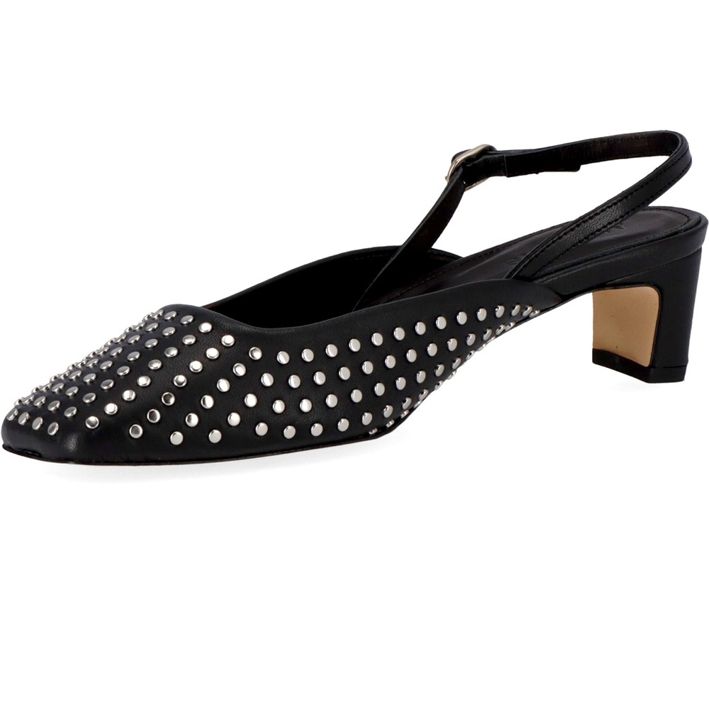 ALOHAS Black Studded Slingback Heels